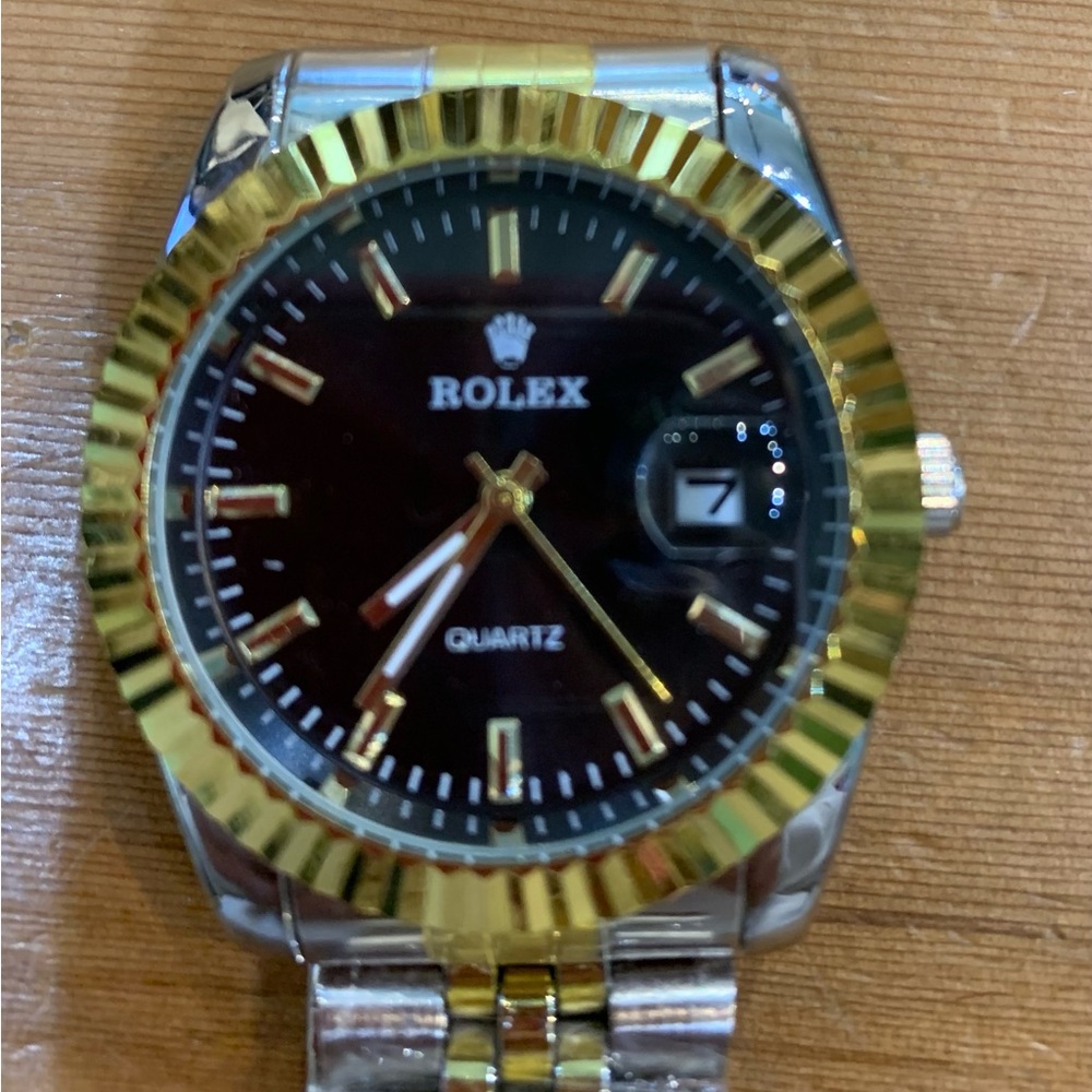 Rolex Two-Tone Gold and Silver Watch with Black Dial new without tags